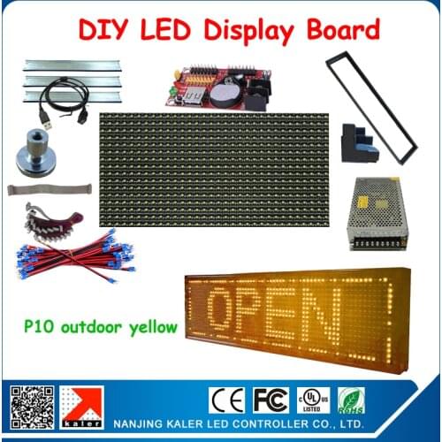 Diy kits for led sign board scrolling messgae programmable led display screen 16*64 pixel p10 yellow led sign