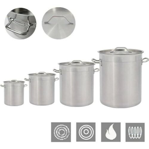 Stainless Steel Deep Stock Pot Soup Saucepan Casserole Catering Pan With Handles and Lid