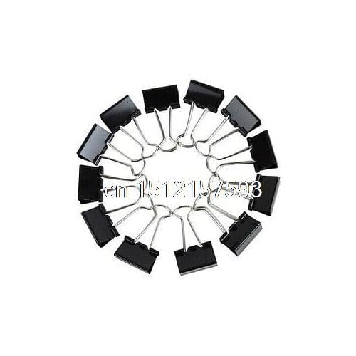 Hot Sale Office Binder Clips Width 50mm Capacity 22mm Black Metal Clamps 12 Pcs