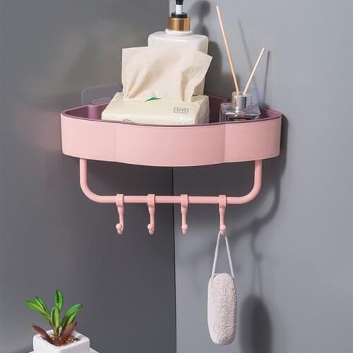 Hot Sale Bathroom Triangular Sink Shelf Plastic , Self-Adhesive Kitchen Storage Basket