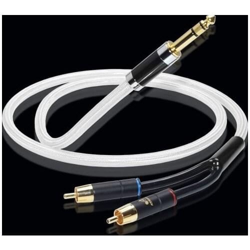 HiFi 6.35mm to 2 RCA Cable Hi-end Copper and Silver-plated 6.5 to Dual RCA Audio Cable