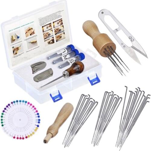LMDZ Wool Felting Needles Kits with 60 Pcs Needles Felting Needles Foam Mat Wooden Handle Scissors Great for DIY Felting Wool
