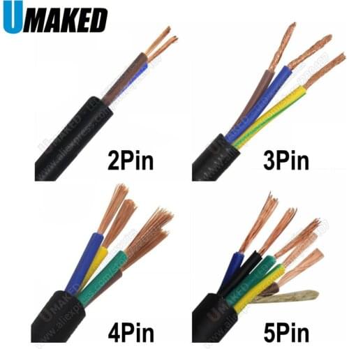 2/3/4/5Pin Polyvinyl chloride Sheathed cable 22AWG RVV 300/300V square meter copper wire cable extend RVV wire