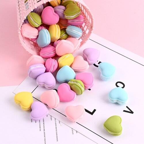 10pcs Mixed Macarons Resin Flatback Heart Embellishments For Scrapbooking Diy Decoration Crafts Cabochon Kawaii Accessories