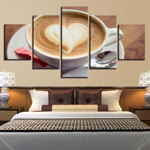 Canvas HD Prints Paintings Living Room Decor 5 Pieces Coffee Artistic Poster Modular Kitchen Restaurant Wall Art Pictures Framed