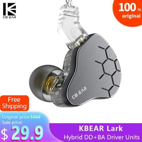 AK KBEAR Lark 1BA + 1DD DJ Bass In Ear Earphone with 2 Pin 0.78 4 Cores Silver Plated Cable KBEAR Diamond KBEAR KS2