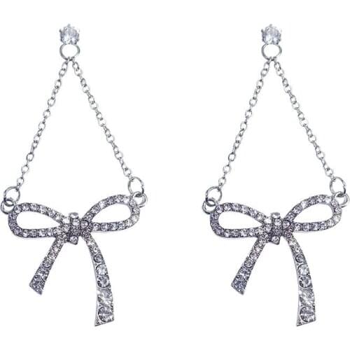 Korean Handmade Bow knot Woman Hanging Dangle Drop Earrings Fashion Jewelry Accessories