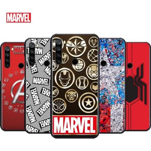 Marvel Logo Fashion For Xiaomi Redmi Note 4 4X 5 5A 6 7 8 8T 7S 9S 9T 10 10S 5G Pro Prime Max Balck Soft Silicone Phone Case