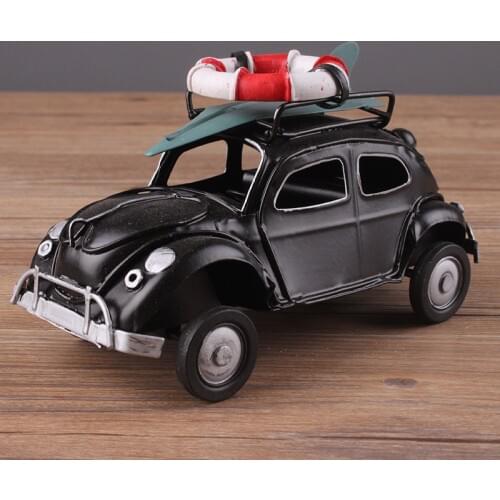 Retro Cassic Cars Figurine Metal Decoration Handmade Iron Classic Beetle Sailor Car Model Home Decoration Kid Toy Cars Crafts