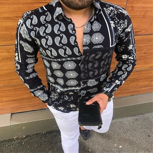 SSEURAT 2021 Hot Sale Autumn Mens Long-Sleeved Shirts Casual Fashion Printed Single-Breasted Cardigan Party Shirts