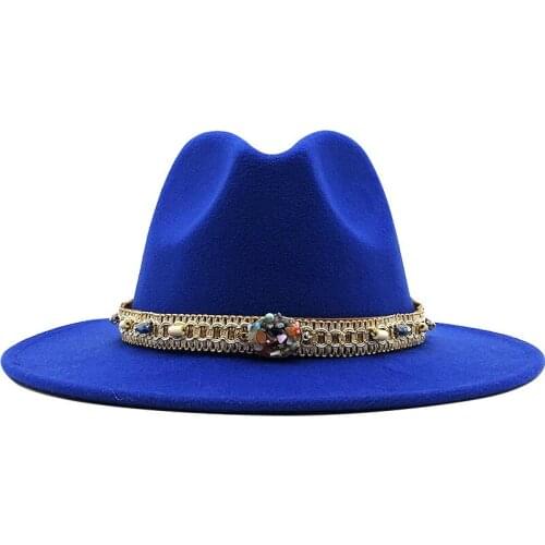 New Women Men Wool Fedora Hat With Leather Ribbon Gentleman Elegant Lady Winter Autumn Wide Brim Jazz Church Panama Sombrero Cap