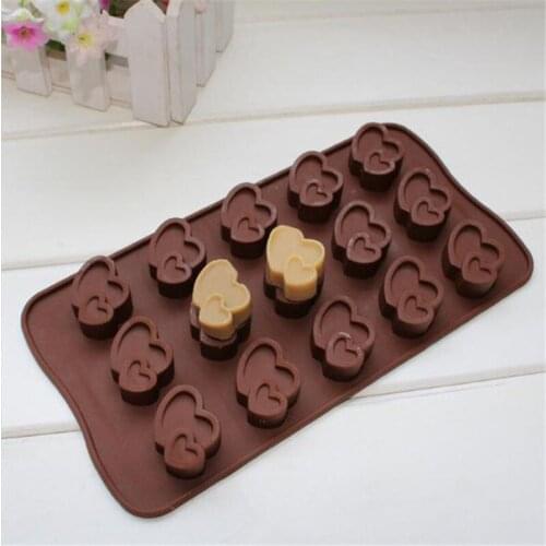 New 15 Cavity Silicone Mold Chocolate To Heart Love Ice Lattice DIY Bakeware Tools Pudding Jelly Mold Decoration Coffee Color
