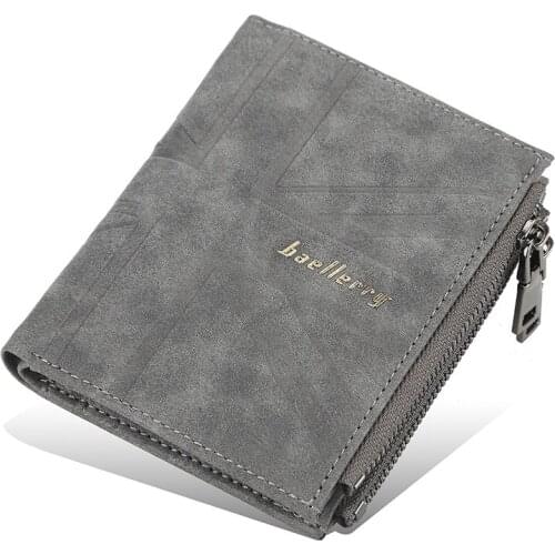 New mens short style vertical multi-card position double zipper wallet youth fashion wallet