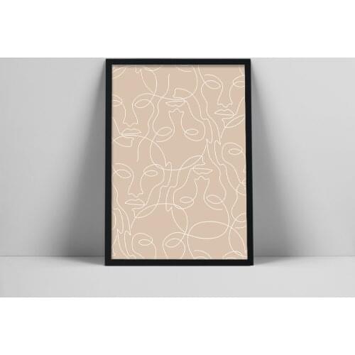 Single Line Faces Art Print | One Line Drawing | Continuous Line Art Faces | Abstract Faces Poster lowers | Pinwers | Flower Bas