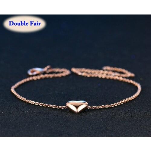 OL Style Heart Fashion Brand Party Charm Bracelets & Bangles For Women Rose Gold Color Vintage Jewelry pulseras DWH199