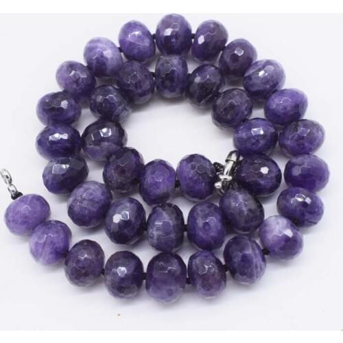 Amethyst roundel faceted 10*14mm /12mm necklace 18inch wholesale beads nature FPPJ woman 2017