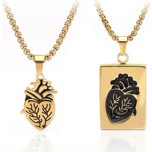 1 Set Puzzle Heart Necklace Couple Maxi Colar Stainless Steel Gold Chain Heart Necklace & Pendant Lovers Collares BFF Jewelry