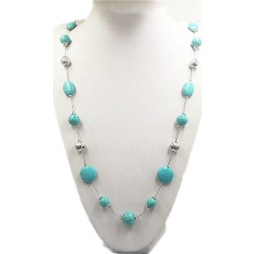 Fashion Long natural stone sweater Semi Precious Stones pendant necklace wholesale for women Necklace jewelry wholesale