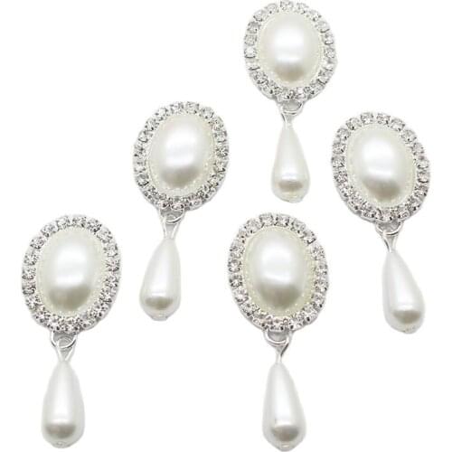 New Fashion10Pcs/lot 20*46mm oval Pendant Diy Jewelry Findings Rhinestone white pearl Accessories Caps Decoration For Making