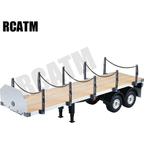 2 Axis Flatbed Wood Pipeline Transport Semi-trailer Trailer for 1/14 Tamiya RC Truck Trailer Scania 620 Actros Volvo MAN LESU