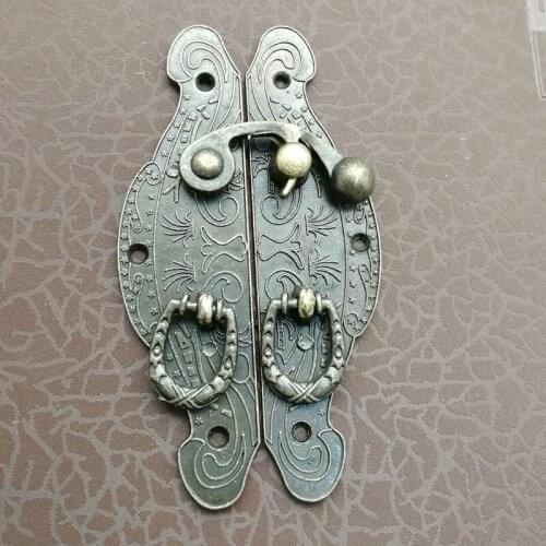 Retro Furniture Hardware Box Latch Hasp Toggle Buckle Door Cabinet Packing Buckle for Jewelry Wooden Box Alloy Latch Hook Locks