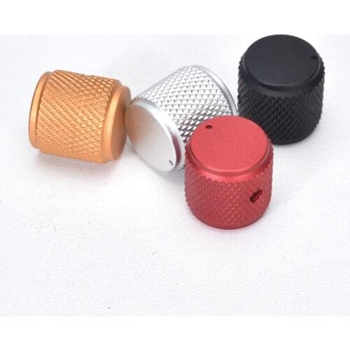 2 Pieces Aluminum Alloy Knob Cylindrical Knurled Audio System DIY Knobs, Diameter 15mm, Height 15mm (gold silver black red)