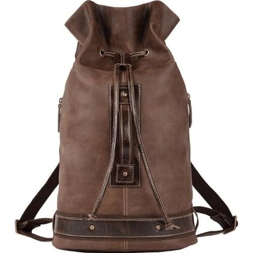 068 New model cow leather large backpack outdoor travel bag laptop bag for men