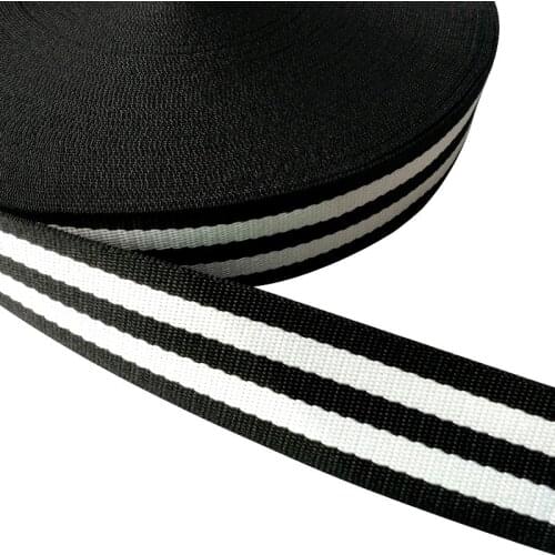 1M Widening 75mm Black White polyester tough Woven Jacquard Ribbon background stripe pattern DIY Traction belt outdoor seat belt