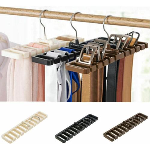 Closet Wardrobe Tie Belt Scarf Storage Rack Organizer Rotating Holder Racks Shelf Space Saver Belt Hanger with Hook Housework