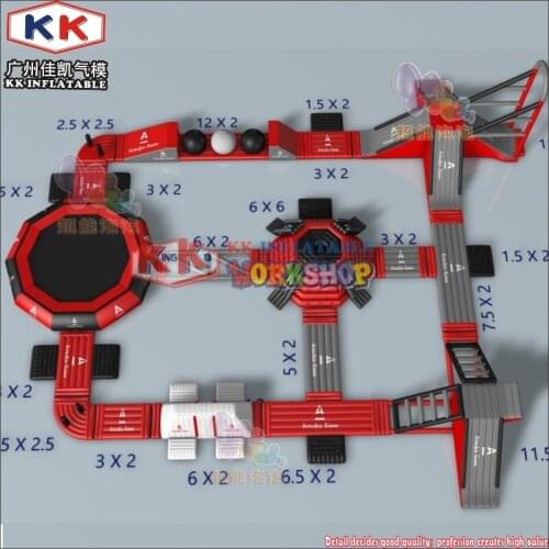 Guangzhou Inflatables water park price Huge Red inflatable floating island Park for water game