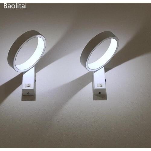 LED Modern Simple Can Rotate Wall Lamp Aluminum White Hotel For Home Bedside Bedroom Stairs Aisle Background Wall Light Fixtures