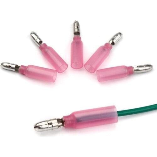 50PCS 22-18AWG Heat Shrink Red Bullet Male Terminals Electrical Butt Connectors Crimp Wire Splice Terminals For 0.5-1.5mm2