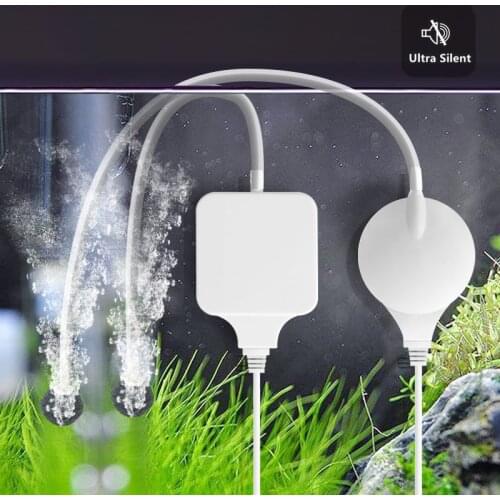 Ultra Quiet Fish Tank Air Pump Aquarium Mini Oxygen Airpump Double Noise Reduction Technique with an Air Stone and Hose 220V