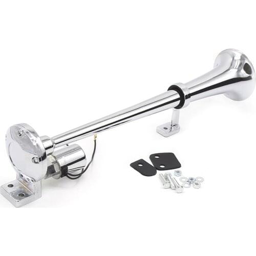 Universal Single-tube Trumpet 150dB 12V/24V Electric Horn Chrome Air Horn Loudspeaker Kit for Train Truck Lorry