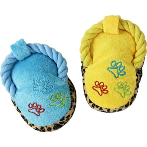 Corduroy Dog Toys For Small Large Dogs Plush Slippers Shape Pet Puppy Squeaky Chew Bite Resistant Toy Pets Accessories