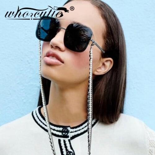 Vintage NO Chain Sunglasses Women Square Frame 2019 Luxury Brand Design Retro Rimless Sun Glasses Lady Female Shades S017