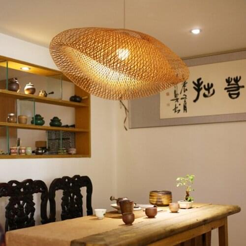 Vintage Bamboo Pendant Lights Chinese Style Restaurant Decoration Rattan Pendant Lamps Living Room Hanging Lamp Kitchen Fixtures