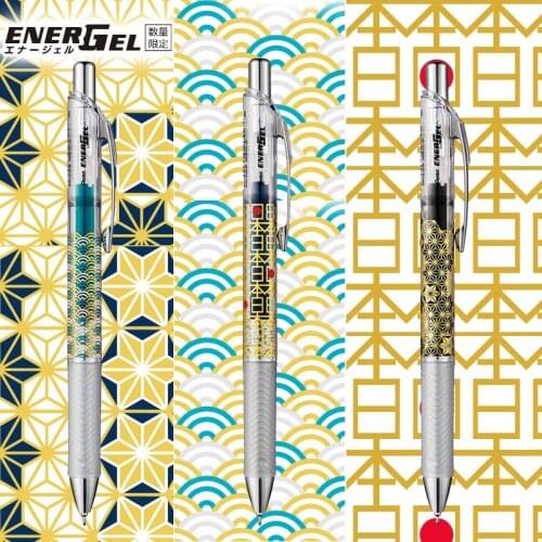 Japanese Stationery Pentel Gel Pen 0.5mm Clear Nippon Pattern Limited Retractable Fast Dry Scrapbook Color Infree Pen BLN75TL