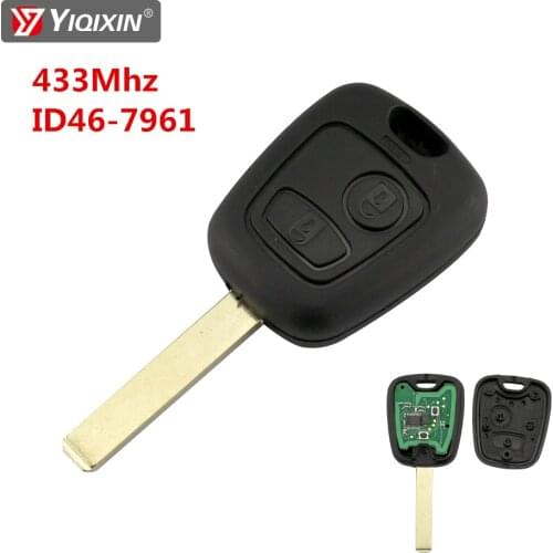 YIQIXIN 2 Buttons VA2 Blade Remote Car Key 433 MHz ID46 7961 Transponder Chip ASK For Peugeot 106 206 306 307 207 407 Partner