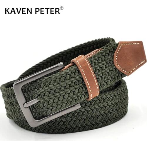 Green Longer Elastic Belts For Men Woven Braided Fabric Comfort Stretch Casual Belts 1-3/8" Wide Hot Metal Stretch 160 cm Belt