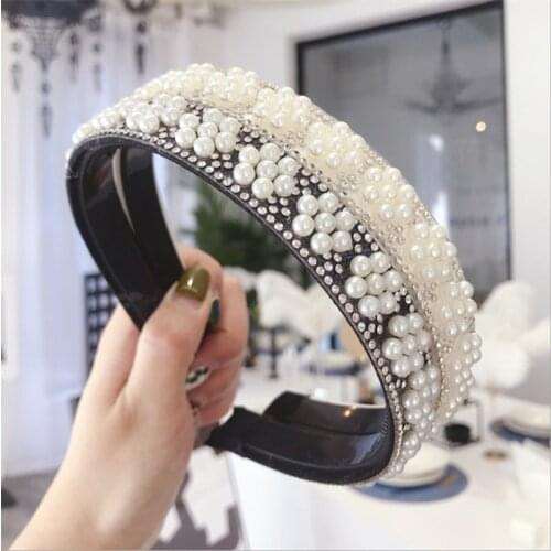 Fashion pearl flower Headband boutique hair accessories women toothed non-slip Hairbands head hoop Wild hair band Headdress girl