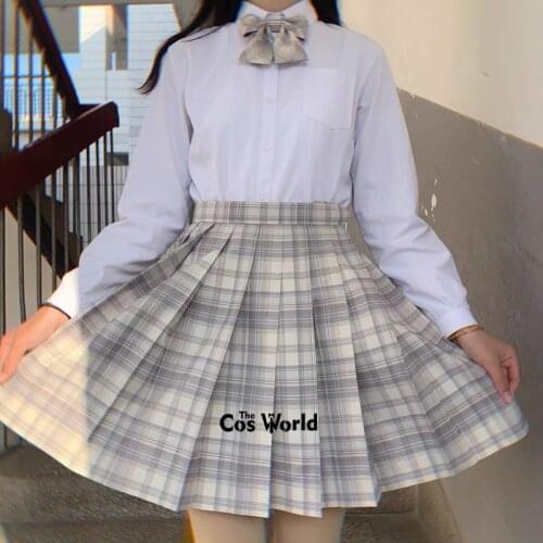 [Fried Snow] Girls Summer High Waist Pleated Skirts Plaid Skirts Women Dress For JK School Uniform Students Cloths