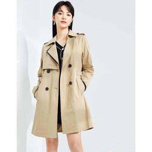 Coat Women Solid Womens Trench Coat Patchwork Womens Light Windbreakers Button Pockets Winter Woman Coats 2020 Korean Clothes