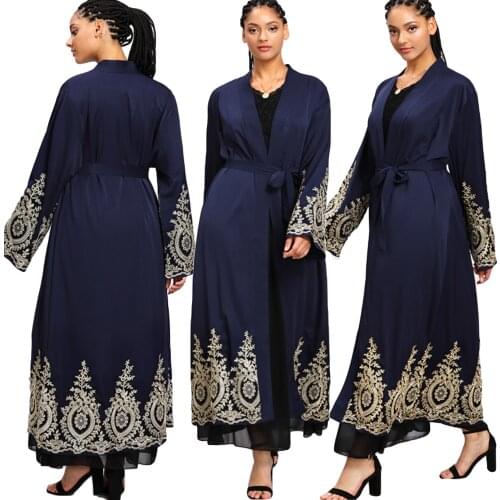 Dubai Style Women Muslim Open Cardigan Long Sleeve Maxi Dress Abaya Kaftan Jilbab Cocktail Party Caftan Robe Fashion Islam Gown