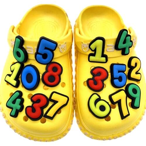 1PCS Colorful Number Icon PVC Shoes Charms For Croc JIBZ Decoration Hole Slipper Accessories For Kids Gifts