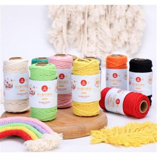 3mm100M 100% Cotton Cord Colorful Cord Rope Beige Twisted Craft Macrame String DIY Home Textile Wedding Decorative Supplies
