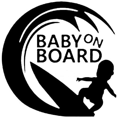 15*15cm Surfing Baby Car Decal Baby on board Decals Art Surfboard Sticker Bumper Car Decor for Buick sticker
