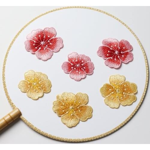 20pcs/pack Plum Flower Embroidered Lace Patches DIY Cloth Hole Repair Applique Sewing On Patch Valla VV064815