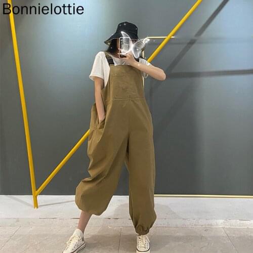 2021 Autumn Women BF Loose Romper Cotton Casual Long Pant One Piece Cloth Jumpsuit Sling Korean Design Female Streetwear