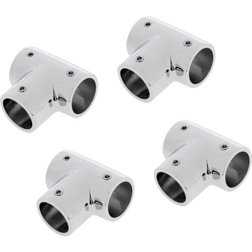 4 Pieces 25mm Boat Handrail Fittings 90 Degree Tee - 316 Stainless Steel